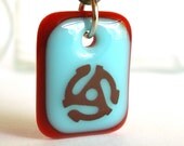 45 Single Record. A fused glass pendant necklace.