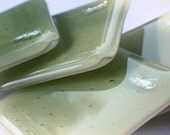 Fused Glass Coasters 6 - Olivine Tint Sparkle
