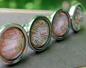 Personalized Vintage Map Drawer Pull Cabinet Knob Handle - You Pick City