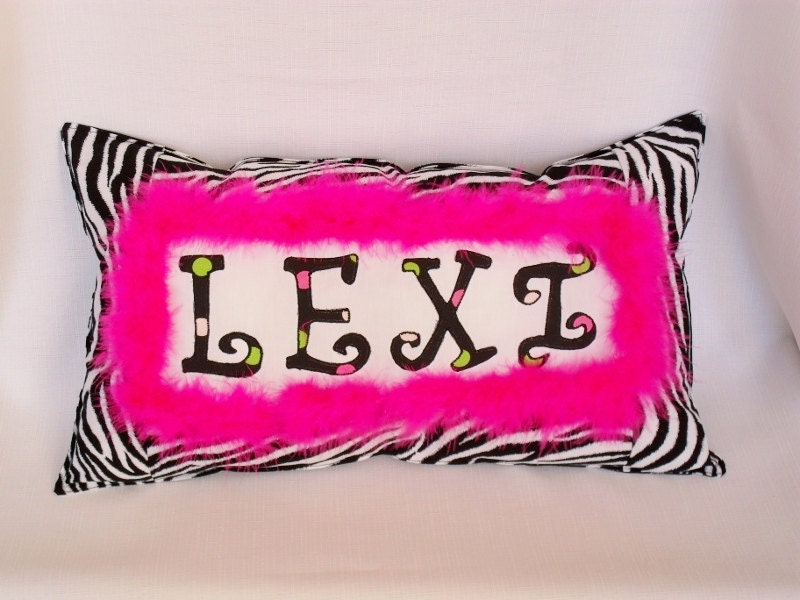 GIRLS CUSTOM PILLOW personalized, zebra, polka dot, Great gift