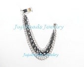 Black n Silver Trio Chain Strand Ear Cuff