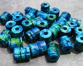 AEGEAN Mykonos Greek Ceramic Beads - 5 Carved Barrels