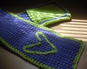 Scarf with Pocket and Heart Cotton in Grape and Lime Green