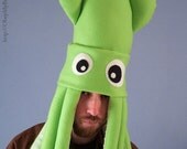 Large Plush Squid Hat - Lime Green