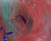 Happy Birthday America Batt Romney Wool dyed with Kool Aid   1.2 oz.