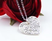 Silver Heart Pendant. Handcrafted Tendril Loveheart Necklace in solid silver