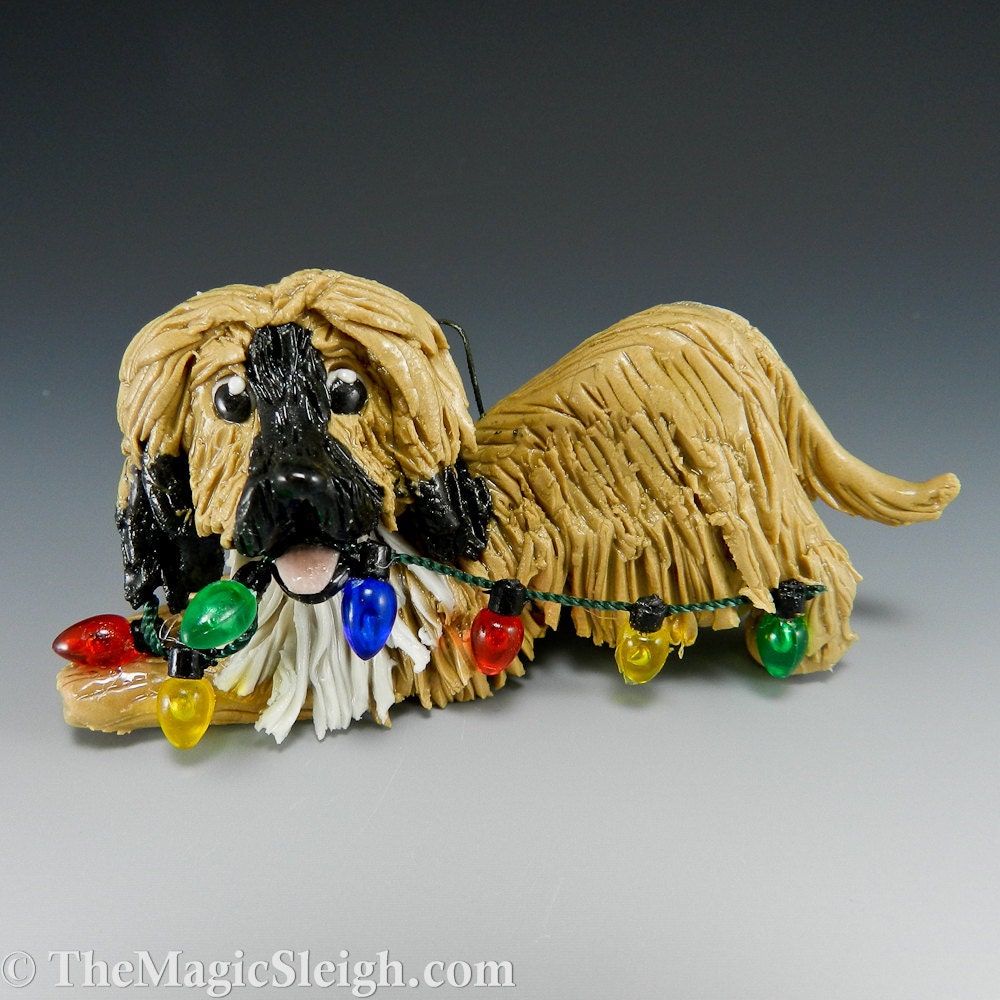 Afghan Hound Dog Ornament with Christmas Lights Porcelain