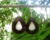 Coconut Earrings with Mother of Pearl Drops