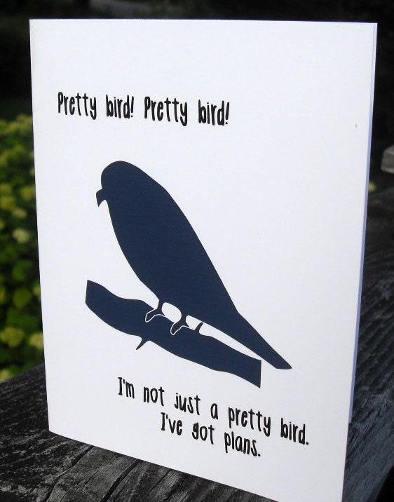 Funny bird card - Polly is leaving this place (WG186)