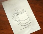 original tankard/stein line drawing- 5x7