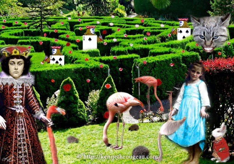 Croquet With The Queen - 11x14 Alice In Wonderland Inspired Fantasy Collage Print