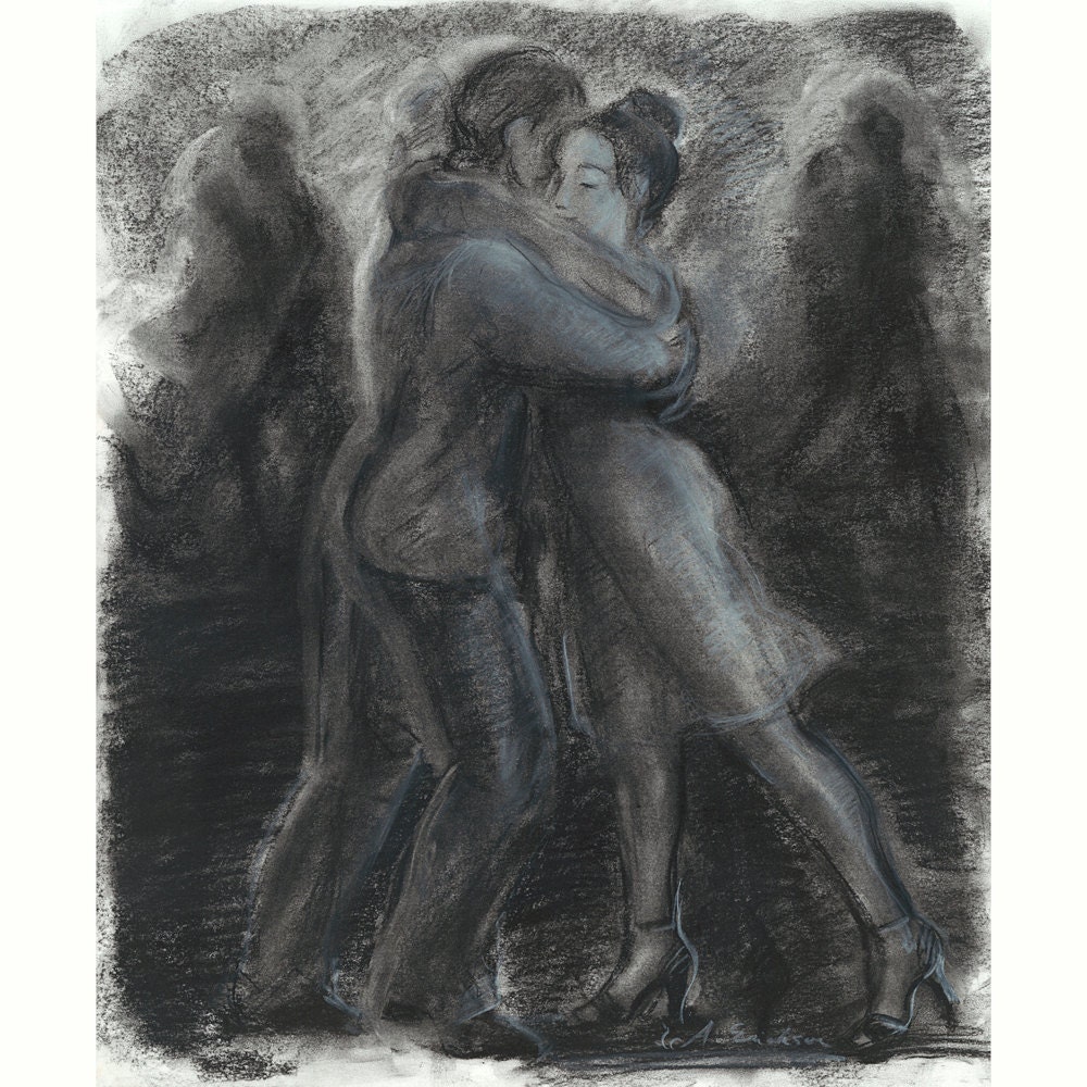 Original charcoal drawing of "The Tango Walk"