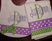 Personalized Bib and Burp cloth set BOY GIRL  Lots of Styles and Colors