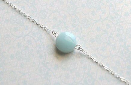 Robin  - pale blue amazonite stone sterling silver necklace - simple modern jewelry - adencreations
