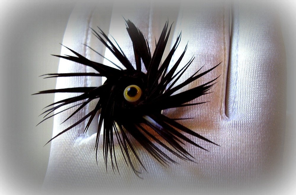Handmade Feather Ring OOAK - Evil Eye Halloween Turkish Good Luck Magic Magick Jewelry