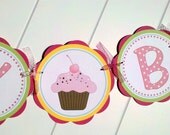 Happy Birthday Banner - Cupcake Party Supplies - HAPPY BIRTHDAY Banner Sign Party Decoration