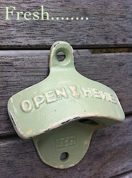 Bottle Opener -Rustic Soda Pop Bottle Opener - Wall Decor - Cast Iron - Old Fashioned - Light Sage Green