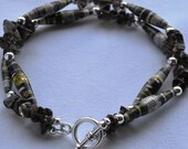 Paper Bead Bracelet- Smokey Quartz and 925 Sterling Silver