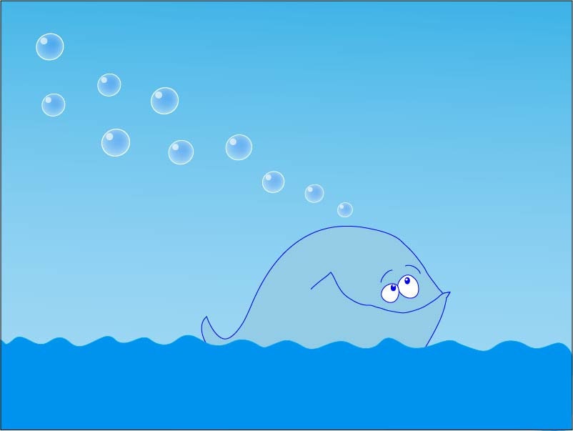 Cute Blue Whale Makes Bubble Bath In The Ocean 5x7 in