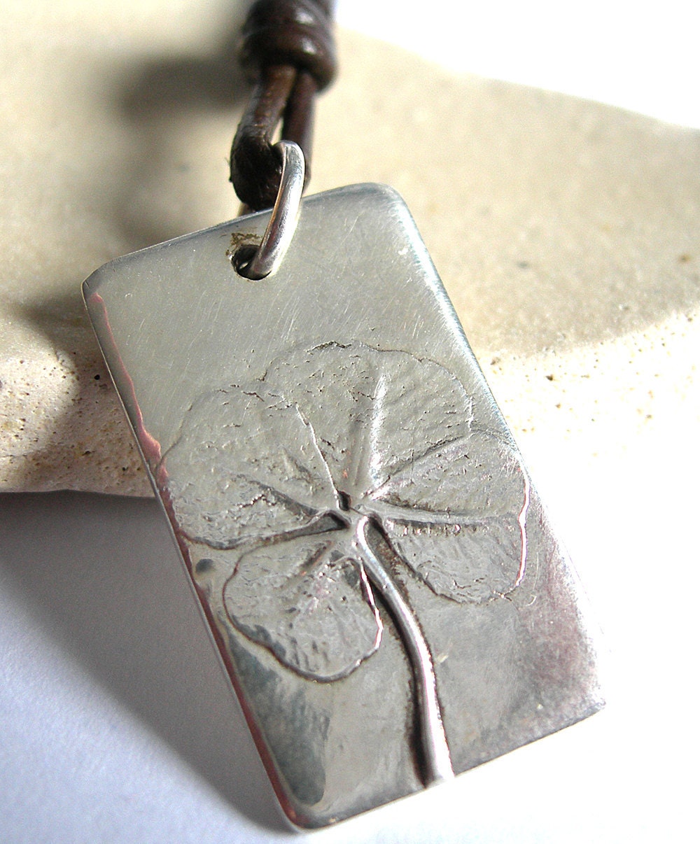 Four leaf clover 'Be Lucky' pendant  in recycled silver