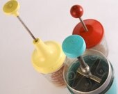 Vintage Food Chopper Trio in Yellow, Red, and Turquoise