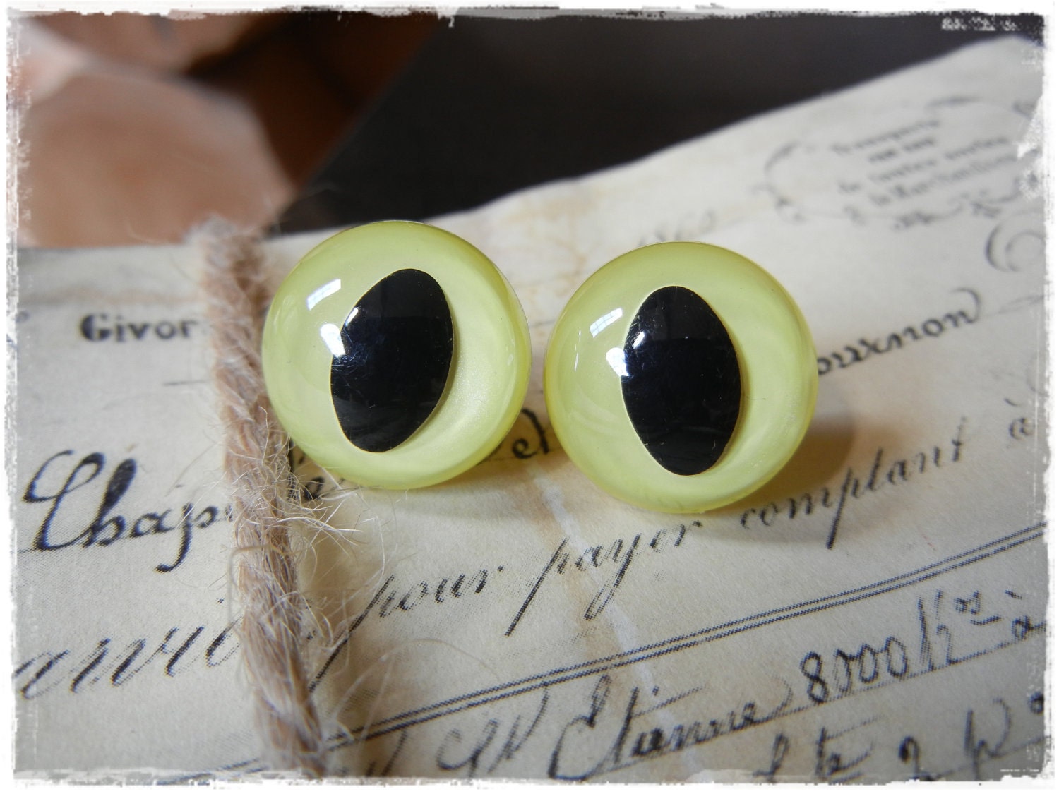 18mm Yellow Pearl Cat Safety Eyes for Plush Stuffed Animals 10 Pieces