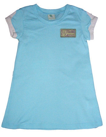 SALE - Organic Tshirt Dress with "Green" Patch - Toddler Sizes: 12 mo, 18 mo, 24 months, 2T, 3T, 4T