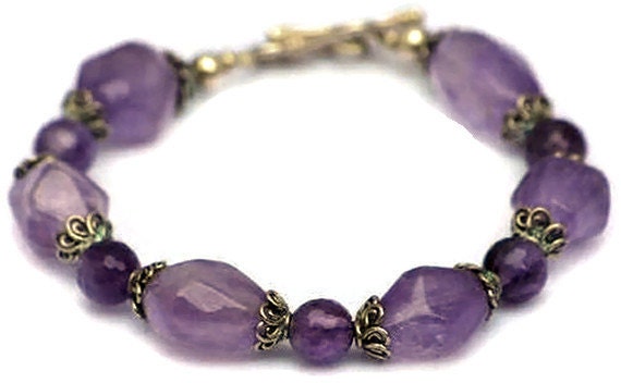Pleasing Purple Amethyst and Sterling Bracelet by MixedMediaDesigns1