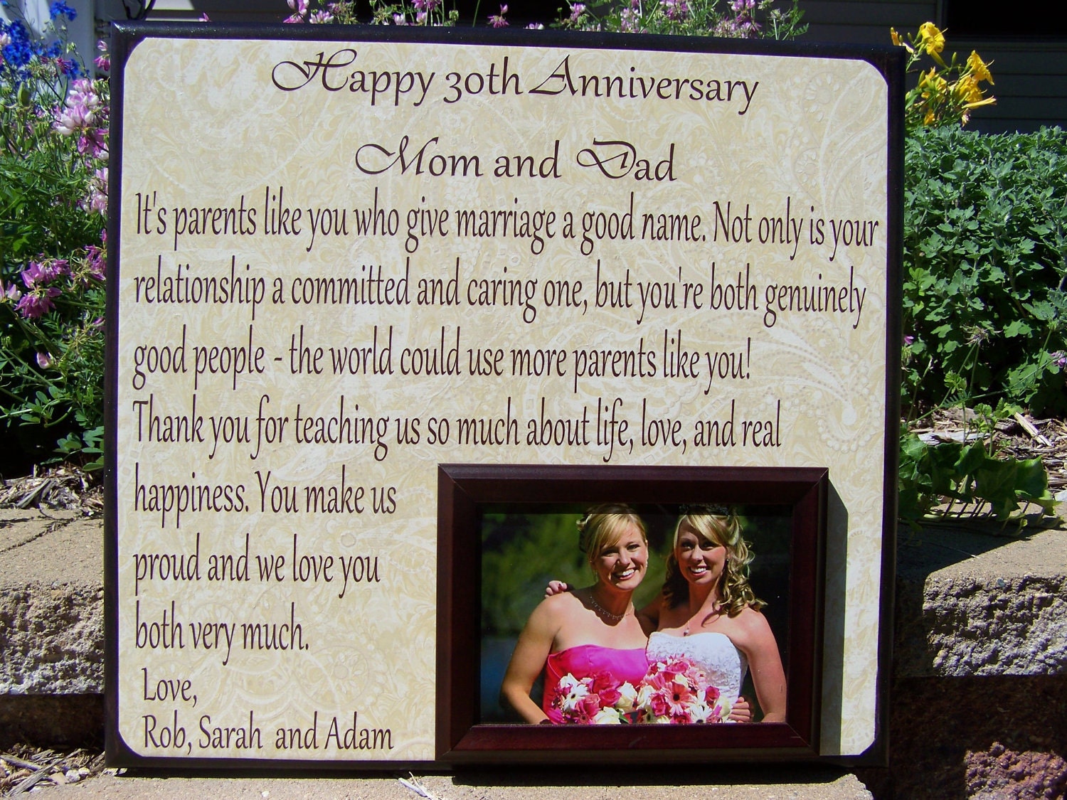 Personalized Anniversary Picture Frame, 30th Anniversary, Parent Gift, Mom and Dad