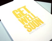 GET WELL SOON (really, really soon) -White Notecard with SnoCone Envelope - 4.25 x 5.5 inch folded greeting card