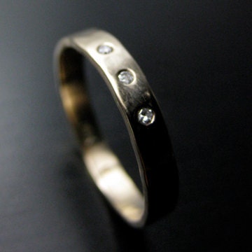 Hand Forged Recycled 14k Gold Conflict Free Diamonds