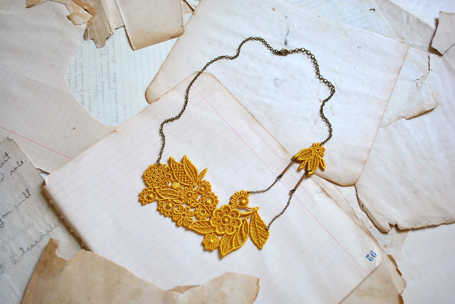 lace necklace : TIGRIS, mustard yellow