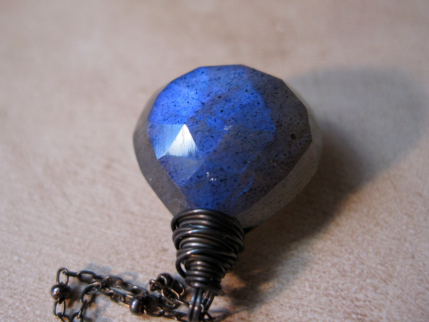 Labradorite Necklace, Oxidized Sterling Silver