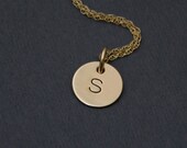 Gold Dainty Initial Necklace -  Gold Filled Hand Stamped Initial Necklace