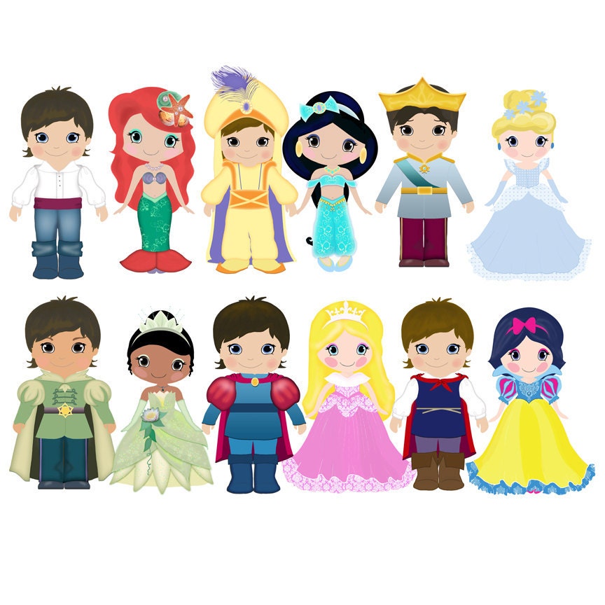 Prince and princess clip art 12png300dpi for commercial and personal use.