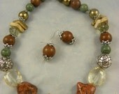 Magnesite  Turquoise Necklace Jasper Brown Green