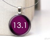 plum 13.1 running necklace on repurposed dime