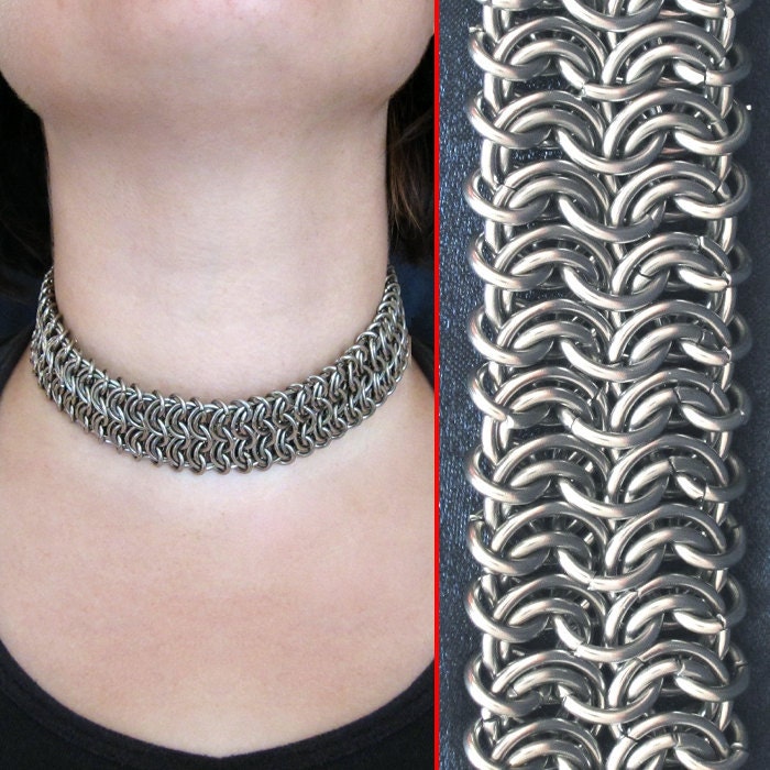 Choker - Double Vertebrae Stainless Steel Goth Fetish Punk