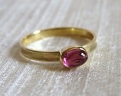Pink Tourmaline 18k Gold Skinny Ring