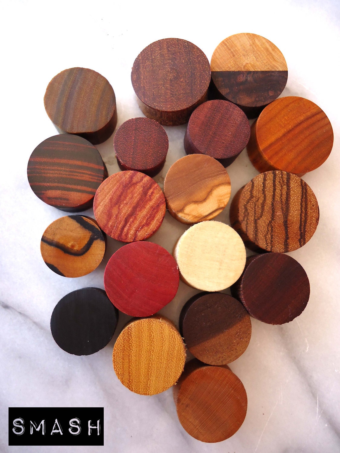 3 Pack of Beautiful Custom Handmade Organic Plugs, 18 woods to choose from. 4g- 3/4" Larger sizes available