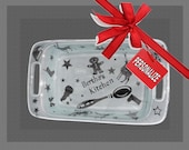 Christmas Theme Personalized Etched Glass 2qt Baking Dish