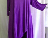 Coco and Juan Plus Size Asymmetric Tunic Top Violet Rayon Knit Size 1 (fits 1X,2X)   Bust  to 52 inches