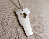 Vermont State Necklace with Heart Silouette - Green Mountain State