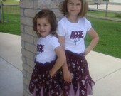 Custom Boutique Girls Texas A & M  Shirred Waist Twirl Skirt and Tee
