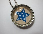 Bottlecap Necklace - Blue Star