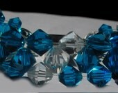 Blue and Clear Swarovski Crystal Bracelet With Rhinestone Box Clasp