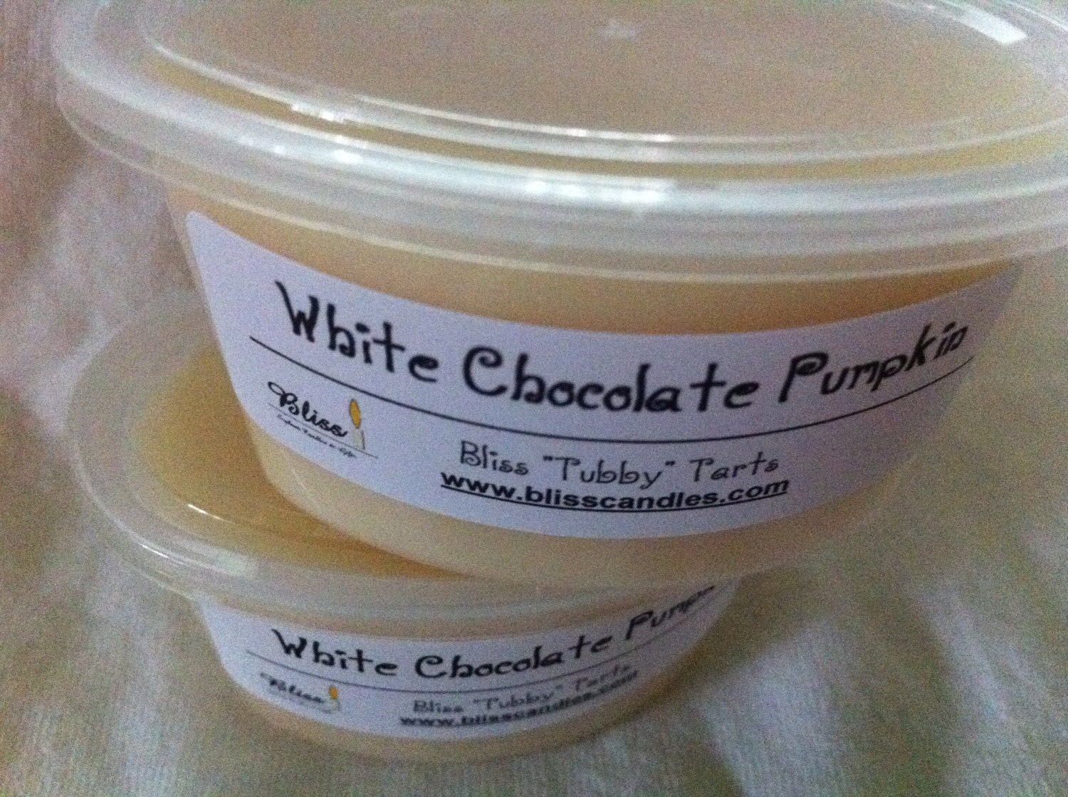 WHITE CHOCOLATE PUMPKIN - Two 2 oz Bliss Soy Tubby Tarts