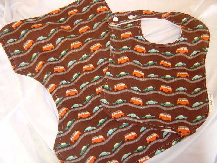 Burp Cloth and Bib Set in Riley Blake WHEELS print