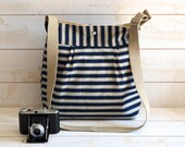 Diaper bag - Shoulder Bag - Messenger -Travel bag SAIL TOTE -Water resistant -STOCKHOLM Ticking Navy and Ecru  Stripes -8 Pockets