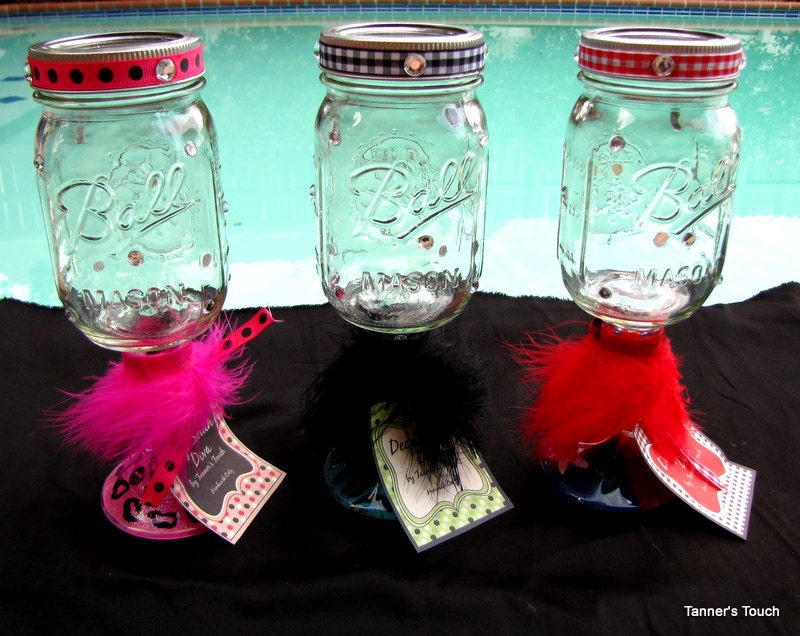 Hand-Painted  Redneck Wine Glass with Boa